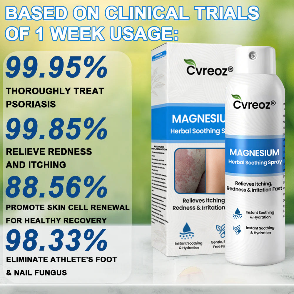 🔥Final 3 Hours: 80% OFF:Cvreoz® Magnesium Herbal Psoriasis Spray⚕️ FDA Certified (for the treatment of psoriasis and eczema, improvement of bacterial infections in the genital area, treatment of acne and warts, eliminates psoriasis and eczema, etc.)