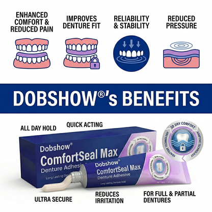 🌟Dobshow® ComfortSeal Max Denture Adhesive—🦷96-hour long-lasting, heat adaptive technology ——Z