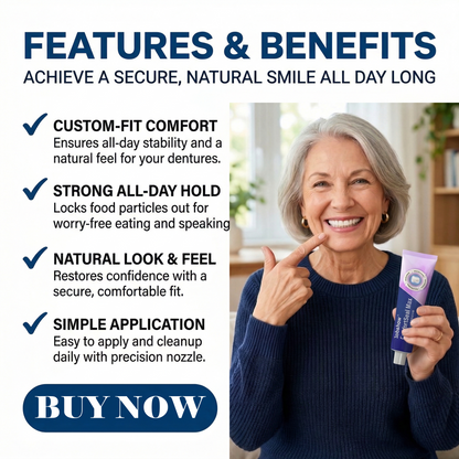 🌟Dobshow® ComfortSeal Max Denture Adhesive—🦷96-hour long-lasting, heat adaptive technology ——Z