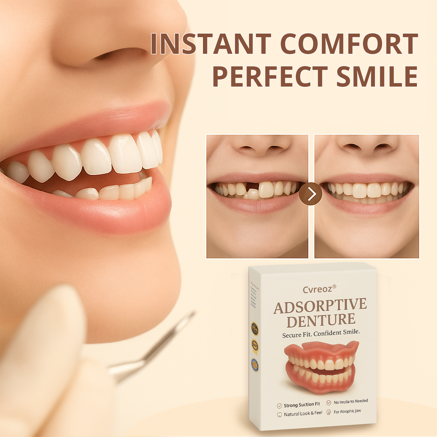 ✅ Official Store: Cvreoz® Adsorptive denture(⏰Limited time discount last 30 minutes⏰)